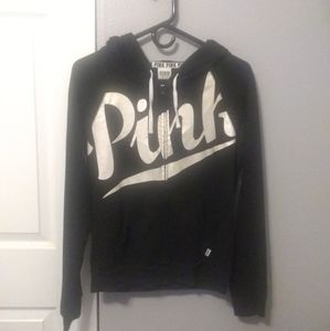 Pink Victoria's Secret black zip up sweater
